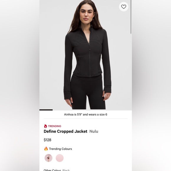 255. Lululemon Nulu Cropped Define Jacket in Black - Picture 6 of 6